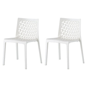 HomeRoots Set of Two White Heavy-Duty Stacking Chairs for Outdoor Dining, Patios, and Versatile Seating 565270