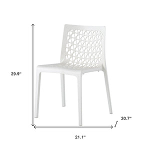 HomeRoots Set of Two White Heavy-Duty Stacking Chairs for Outdoor Dining, Patios, and Versatile Seating 565270