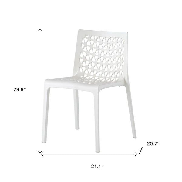 HomeRoots Set of Two White Heavy-Duty Stacking Chairs for Outdoor Dining, Patios, and Versatile Seating 565270