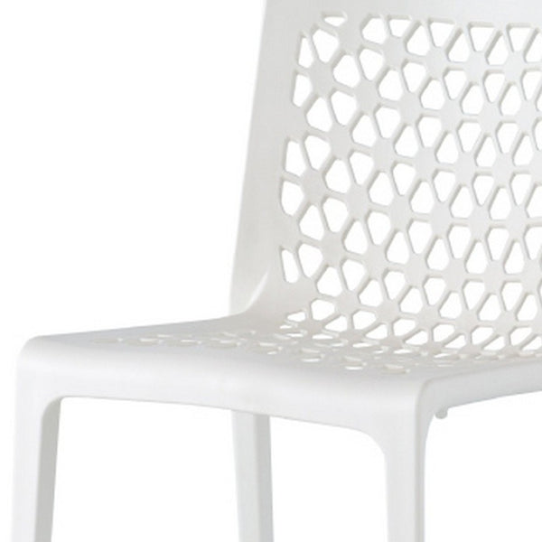 HomeRoots Set of Two White Heavy-Duty Stacking Chairs for Outdoor Dining, Patios, and Versatile Seating 565270