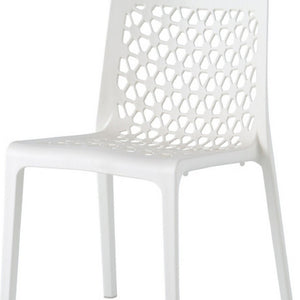 HomeRoots Set of Two White Heavy-Duty Stacking Chairs for Outdoor Dining, Patios, and Versatile Seating 565270