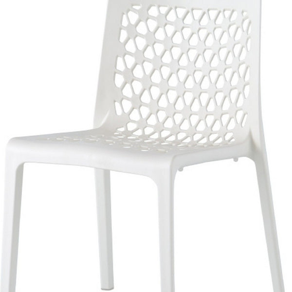 HomeRoots Set of Two White Heavy-Duty Stacking Chairs for Outdoor Dining, Patios, and Versatile Seating 565270