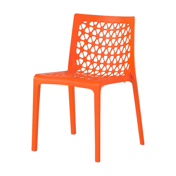 HomeRoots Set of Two Vibrant Orange Heavy-Duty Plastic Stacking Chairs for Indoor/Outdoor Dining Comfort 565271