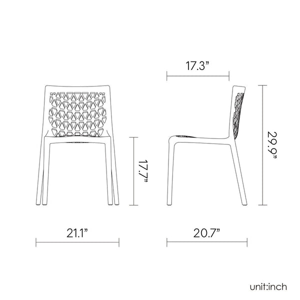 HomeRoots Set of Two Vibrant Orange Heavy-Duty Plastic Stacking Chairs for Indoor/Outdoor Dining Comfort 565271