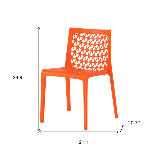 HomeRoots Set of Two Vibrant Orange Heavy-Duty Plastic Stacking Chairs for Indoor/Outdoor Dining Comfort 565271
