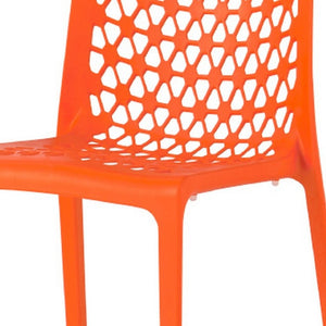 HomeRoots Set of Two Vibrant Orange Heavy-Duty Plastic Stacking Chairs for Indoor/Outdoor Dining Comfort 565271
