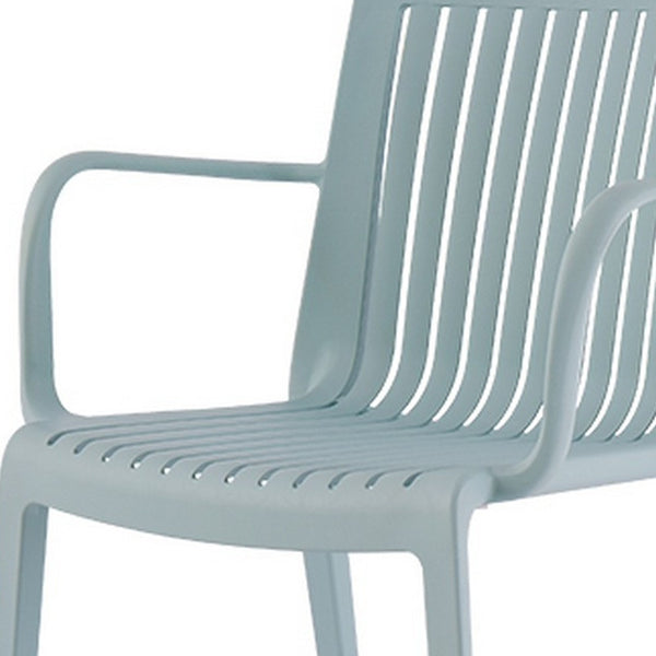 Homeroots Set Of Four 22" Baby Blue Heavy Duty Outdoor Stacking Arm Chairs For Ultimate Comfort & Style  Polypropylene 565272