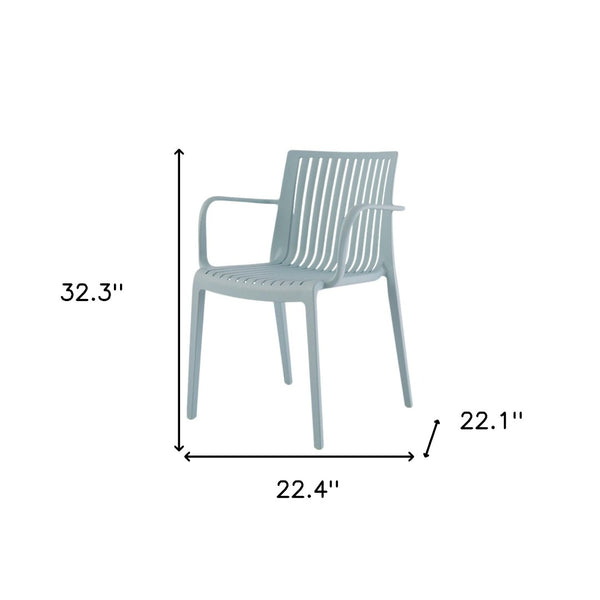 Homeroots Set Of Four 22" Baby Blue Heavy Duty Outdoor Stacking Arm Chairs For Ultimate Comfort & Style  Polypropylene 565272