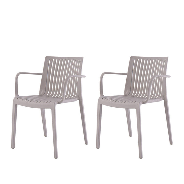 Homeroots Set Of Four 22" Taupe Outdoor Stacking Arm Chairs - Durable, Stylish, And Perfect For Any Setting  Polypropylene 565273