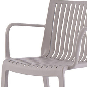 Homeroots Set Of Four 22" Taupe Outdoor Stacking Arm Chairs - Durable, Stylish, And Perfect For Any Setting  Polypropylene 565273