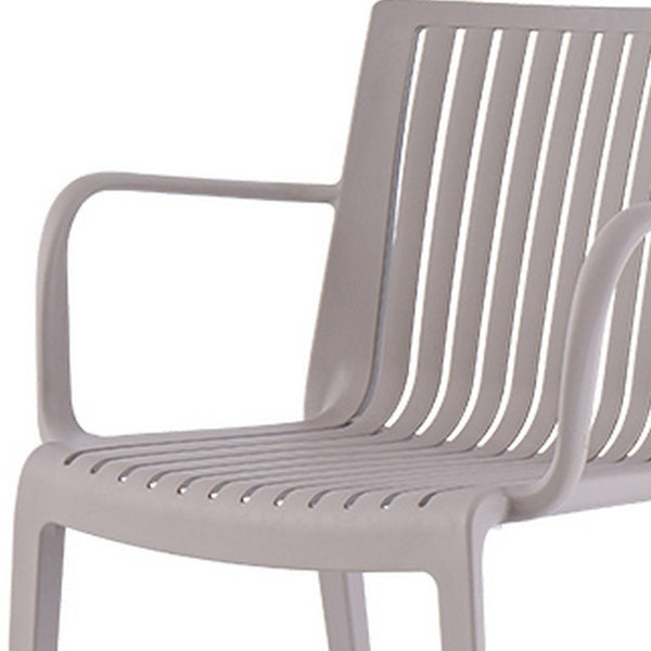 Homeroots Set Of Four 22" Taupe Outdoor Stacking Arm Chairs - Durable, Stylish, And Perfect For Any Setting  Polypropylene 565273