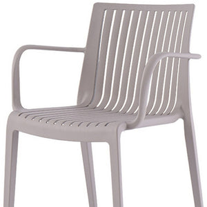 Homeroots Set Of Four 22" Taupe Outdoor Stacking Arm Chairs - Durable, Stylish, And Perfect For Any Setting  Polypropylene 565273