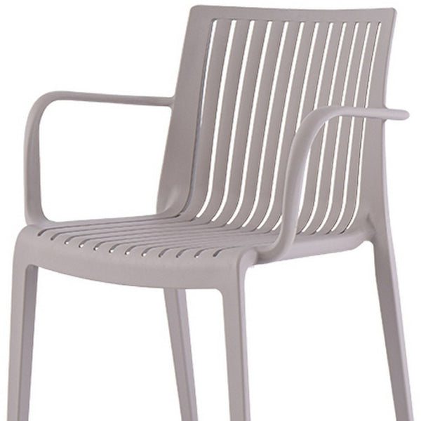 Homeroots Set Of Four 22" Taupe Outdoor Stacking Arm Chairs - Durable, Stylish, And Perfect For Any Setting  Polypropylene 565273