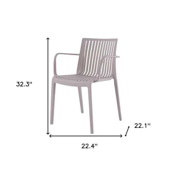 Homeroots Set Of Four 22" Taupe Outdoor Stacking Arm Chairs - Durable, Stylish, And Perfect For Any Setting  Polypropylene 565273