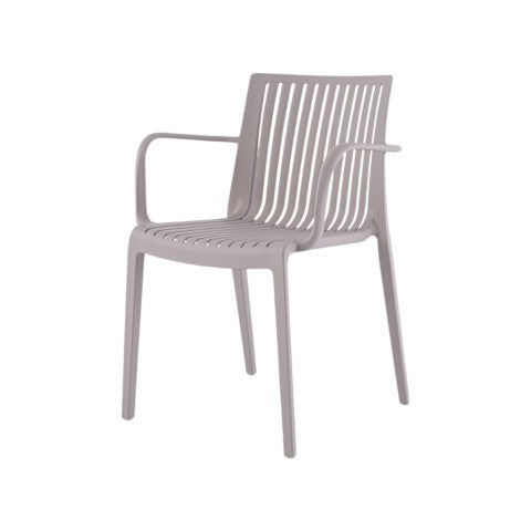 Homeroots Set Of Four 22" Taupe Outdoor Stacking Arm Chairs - Durable, Stylish, And Perfect For Any Setting  Polypropylene 565273
