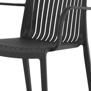 Homeroots Set Of Four 22" Black Heavy Duty Stacking Arm Chairs - Durable Outdoor Comfort & Stylish Design!  Polypropylene 565274