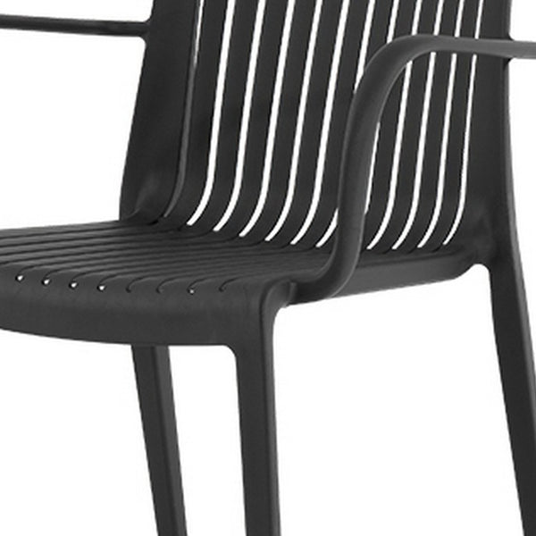 Homeroots Set Of Four 22" Black Heavy Duty Stacking Arm Chairs - Durable Outdoor Comfort & Stylish Design!  Polypropylene 565274