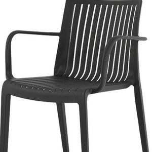 Homeroots Set Of Four 22" Black Heavy Duty Stacking Arm Chairs - Durable Outdoor Comfort & Stylish Design!  Polypropylene 565274