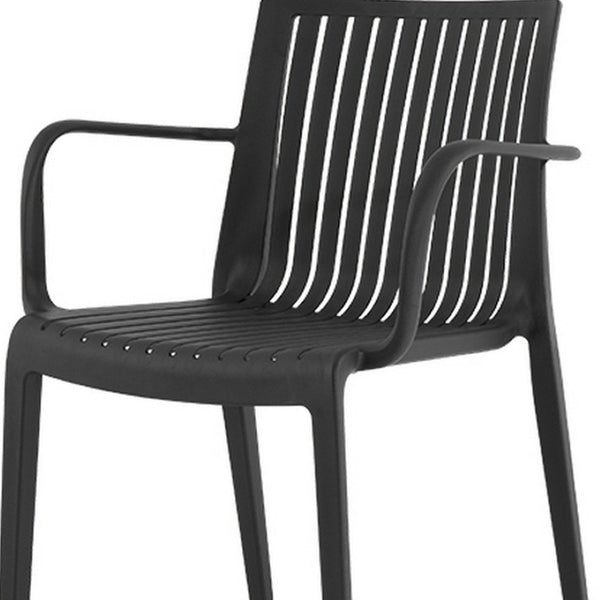 Homeroots Set Of Four 22" Black Heavy Duty Stacking Arm Chairs - Durable Outdoor Comfort & Stylish Design!  Polypropylene 565274