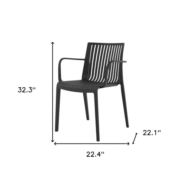 Homeroots Set Of Four 22" Black Heavy Duty Stacking Arm Chairs - Durable Outdoor Comfort & Stylish Design!  Polypropylene 565274