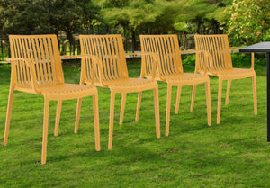 Homeroots Set Of Four 22" Yellow Heavy Duty Stacking Arm Chairs For Ultimate Outdoor Comfort & Style  Polypropylene 565276