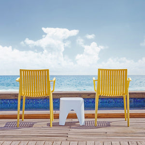 Homeroots Set Of Four 22" Yellow Heavy Duty Stacking Arm Chairs For Ultimate Outdoor Comfort & Style  Polypropylene 565276