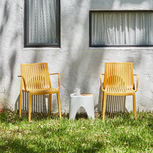 Homeroots Set Of Four 22" Yellow Heavy Duty Stacking Arm Chairs For Ultimate Outdoor Comfort & Style  Polypropylene 565276