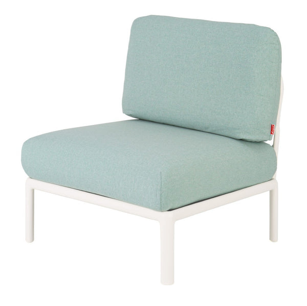 HomeRoots 31" Stylish White Outdoor Armchair with Quick-Dry Seafoam Cushion – Durable, Weather-Resistant Design 565279