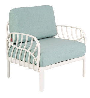HomeRoots 31" Stylish White Outdoor Armchair with Quick-Dry Seafoam Cushion – Durable, Weather-Resistant Design 565279