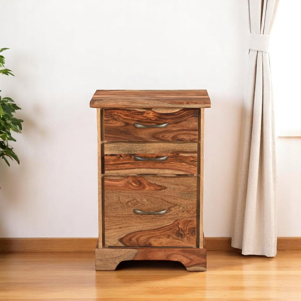 HomeRoots 30" Solid Acacia Wood Filing Cabinet with Live-Edge Design for Stylish Home Office Storage Solutions 565281