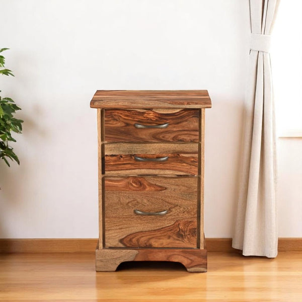 HomeRoots 30" Solid Acacia Wood Filing Cabinet with Live-Edge Design for Stylish Home Office Storage Solutions 565281