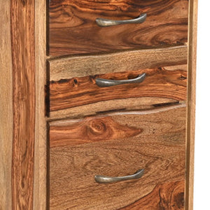 HomeRoots 30" Solid Acacia Wood Filing Cabinet with Live-Edge Design for Stylish Home Office Storage Solutions 565281