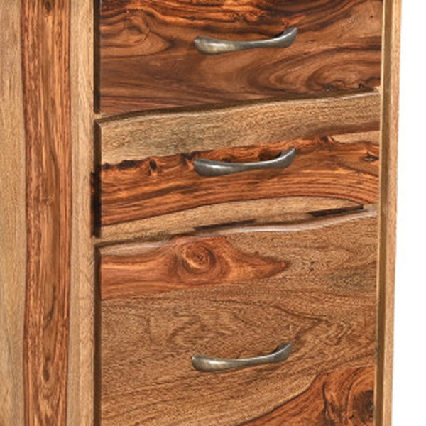 HomeRoots 30" Solid Acacia Wood Filing Cabinet with Live-Edge Design for Stylish Home Office Storage Solutions 565281