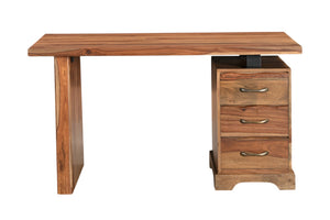 HomeRoots 54" Live Edge Solid Wood Writing Desk - Unique Sheesham Design with 3 Drawers for Home Office Charm 565283