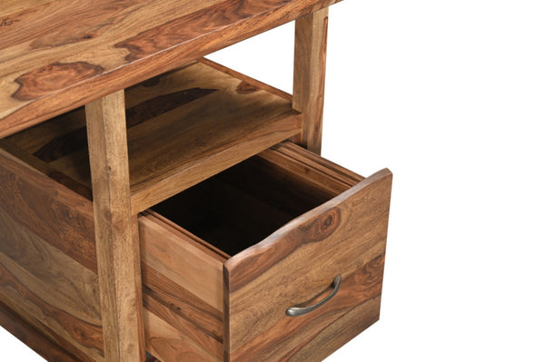 Homeroots 68" Brown Live Edge Solid Wood Writing Desk With 4 Drawers - Stylish & Functional Home Office Accent   565284