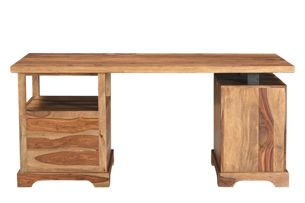 Homeroots 68" Brown Live Edge Solid Wood Writing Desk With 4 Drawers - Stylish & Functional Home Office Accent   565284