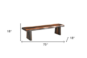 HomeRoots 75" Brown Solid Wood Live Edge Dining Bench - Rustic Charm & Modern Elegance for Any Space 565285