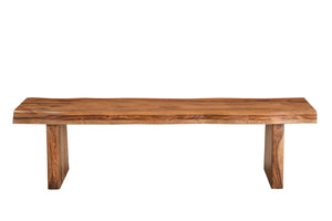 HomeRoots 68" Brown Solid Wood Live Edge Dining Bench - Rustic Elegance, Versatile Seating for Any Space 565287
