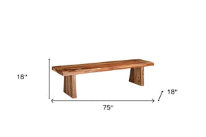 HomeRoots 75" Brown Solid Wood Live Edge Dining Bench - Rustic Elegance for Versatile Seating & Timeless Style 565288