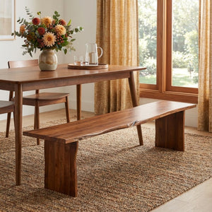HomeRoots 60" Rustic Solid Wood Live Edge Dining Bench - Durable, Versatile Seating for Modern Homes & Decor 565289