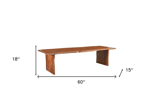 HomeRoots 60" Rustic Solid Wood Live Edge Dining Bench - Durable, Versatile Seating for Modern Homes & Decor 565289