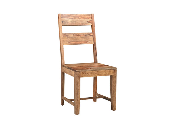 HomeRoots Set of Two Solid Wood Ladder Back Dining Chairs - Mid-Century Style with Unique Grain Finish 565290