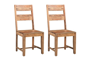 HomeRoots Set of Two Solid Wood Ladder Back Dining Chairs - Mid-Century Style with Unique Grain Finish 565290