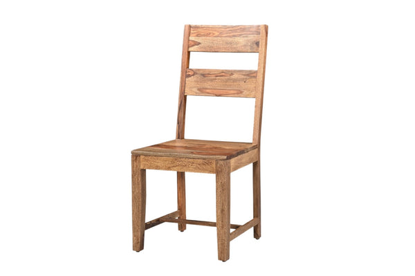 HomeRoots Set of Two Solid Wood Ladder Back Dining Chairs - Mid-Century Style with Unique Grain Finish 565290