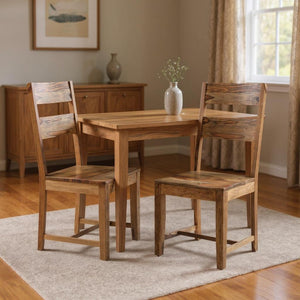 HomeRoots Set of Two Solid Wood Ladder Back Dining Chairs - Mid-Century Style with Unique Grain Finish 565290