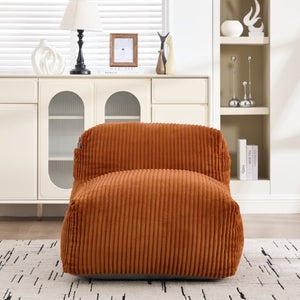 English Elm Big Corduroy Lounger Bean Bag with Ottoman Memory Foam Fill for Living Room Orange W395P435350