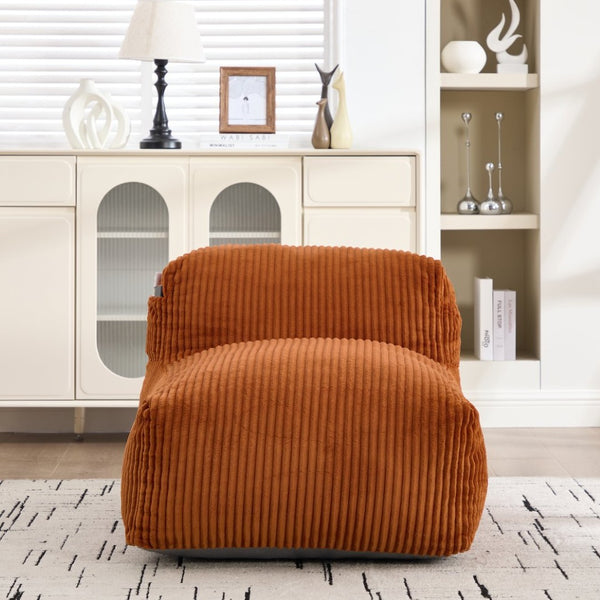English Elm Big Corduroy Lounger Bean Bag with Ottoman Memory Foam Fill for Living Room Orange W395P435350