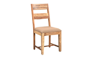 HomeRoots Set of Two Mid-Century Brown Fabric & Wood Ladder Back Dining Chairs for Timeless Comfort 565291