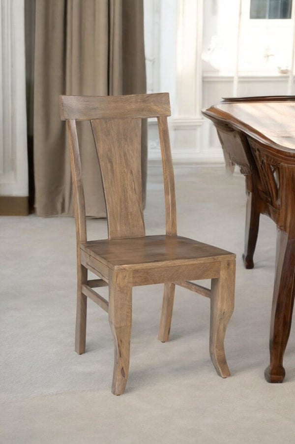 HomeRoots Set of Two Elegant Brown Mango Wood Slat-Back Dining Chairs – Rustic Charm & Versatile Style 565292