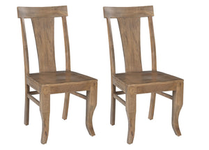 HomeRoots Set of Two Elegant Brown Mango Wood Slat-Back Dining Chairs – Rustic Charm & Versatile Style 565292